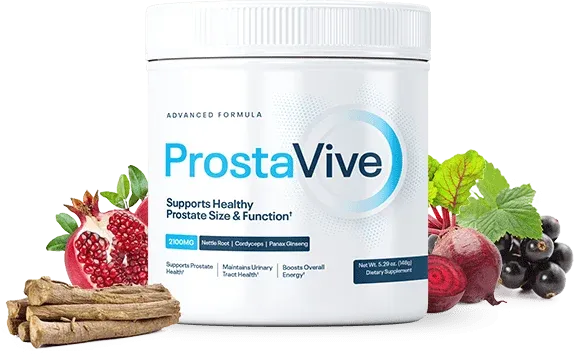 ProstaVive supplement container with botanical ingredients